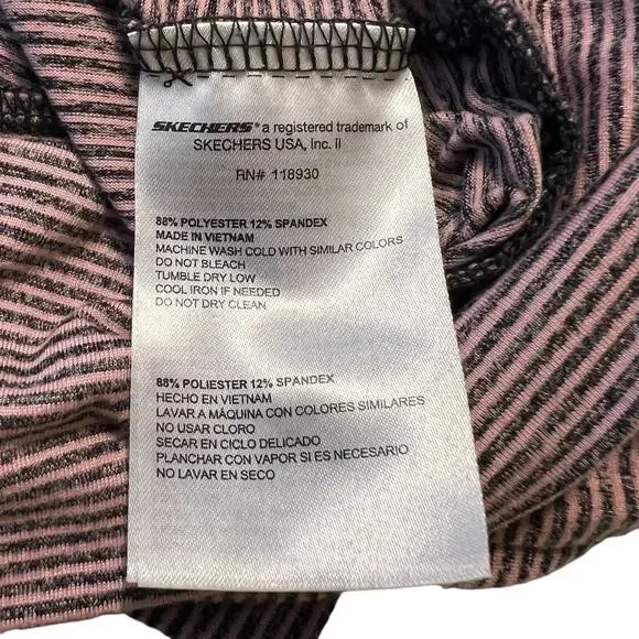 Skechers Hoodie Pullover XS Womens Pink Gray Stripe Stretch Long Sleeve - Picture 4 of 7